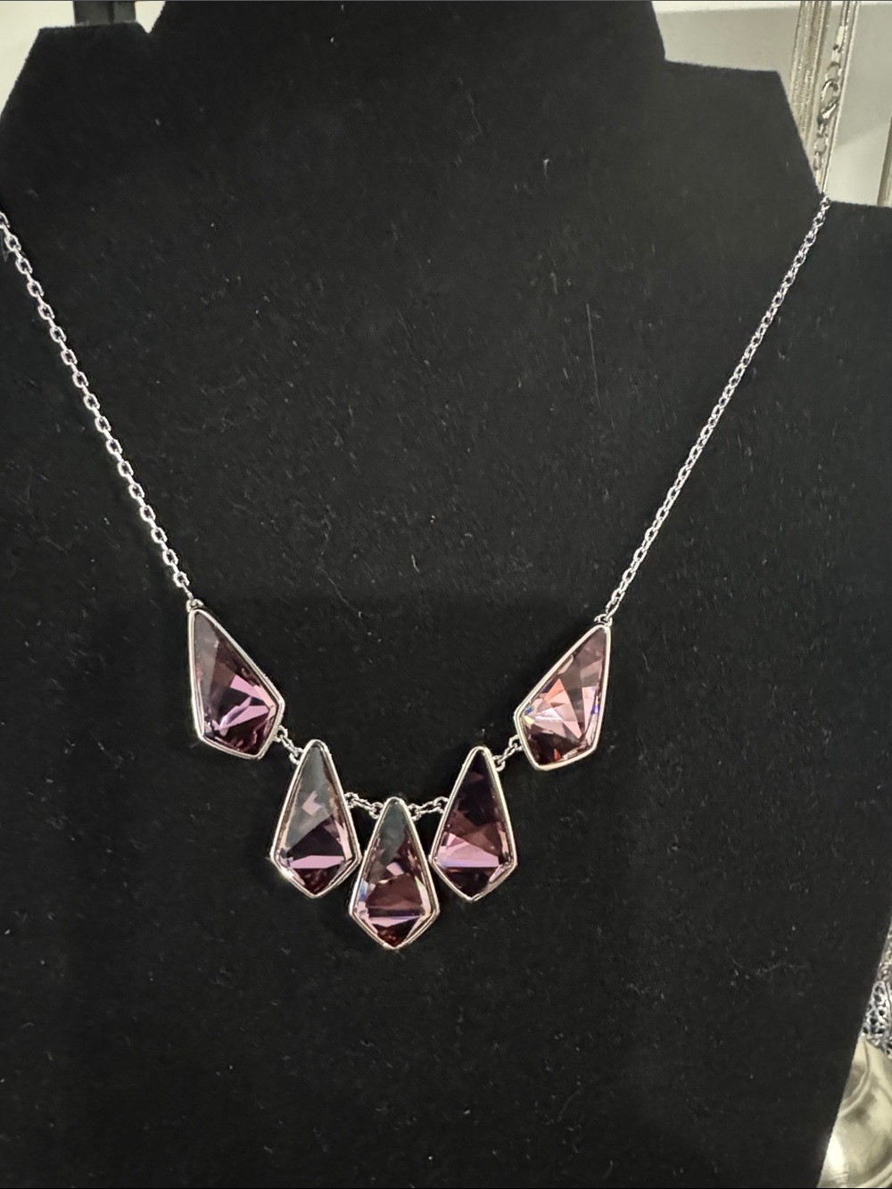 Touchstone crystal by Swarovski, kite, necklace, antique pink